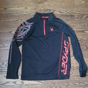 Spyder Black and Red Quarter-Zip Top